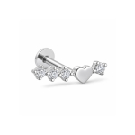 Piercing din Titan ASTM F136 cu Inima si Zirconii, Argintiu– 1, 2 x 8 mm - imagine 3