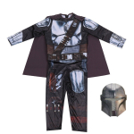 Costum Mandalorian pentru Copii – Cosplay Inspirat din Star Wars, Salopeta Imprimata cu Armura si Masca - imagine 2