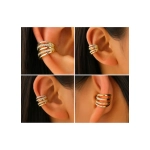 Cercel Ear Cuff Multiplu cu Zirconii – Auriu, Fara Gaura - imagine 3