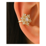 Cercel Ear Cuff Fulg de Nea cu Zirconii – Auriu, Fara Gaura - imagine 3