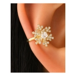Cercel Ear Cuff Fulg de Nea cu Zirconii – Auriu, Fara Gaura