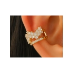 Cercel Ear Cuff Statement cu Zirconii – Auriu, Fara Gaura - imagine 3