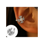 Cercel Ear Cuff Cruce Chromed cu Zirconii – Argintiu, Fara Gaura - imagine 4