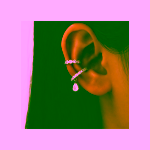 Set 2 cercei Ear Cuff-uri cu Zirconii si Pandantiv – Argintiu, Fara Gaura