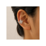 Cercel Ear Cuff Cruce Chromed cu Zirconii – Argintiu, Fara Gaura - imagine 3