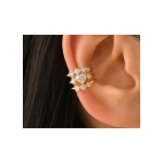 Cercel Ear Cuff cu Inima si Zirconii – Auriu, Fara Gaura - imagine 2