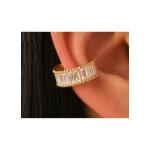 Cercel Ear Cuff cu Zirconii Bagheta – Auriu, Fara Gaura - imagine 4